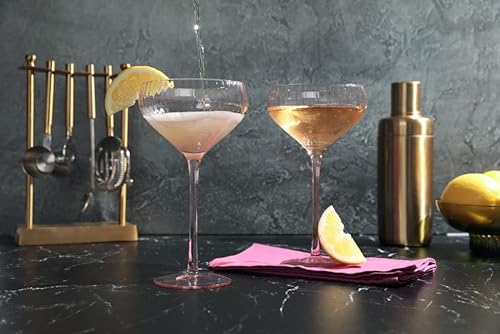 Sister.ly Drinkware Pink Coupe Glasses/Pink Coupe Champagne Glasses, Set Of 2, 8 Oz, Perfect For Cocktails, Mocktails, And Martinis, Great For Parties, Birthdays, Date Night, Or Ladies Night #TOP6