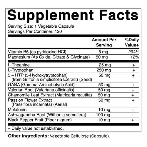 Vitamatic Melatonin 60Mg With B6, Magnesium, L-Theanine, L-Tryptophan, 5-Htp, Gaba, Valerian, Chamomile, Passion Flower, Ashwagandha & Black Pepper #TOP2