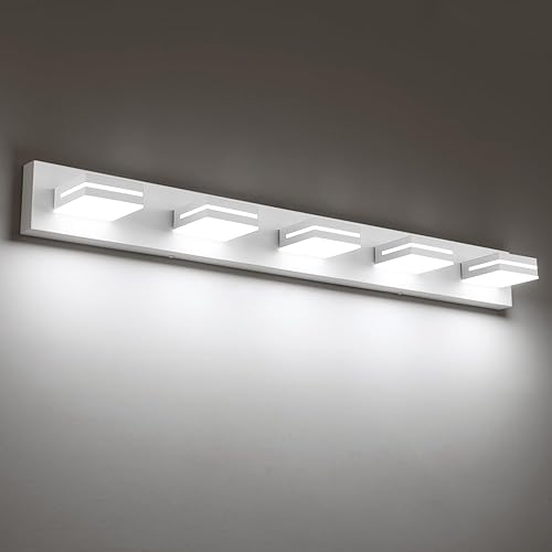 Miniatura 69 de SineRise - Lámpara LED para tocador de baño - Moderna lámpara regulable de acrílico con acabado blanco mate para iluminación de pared sobre el