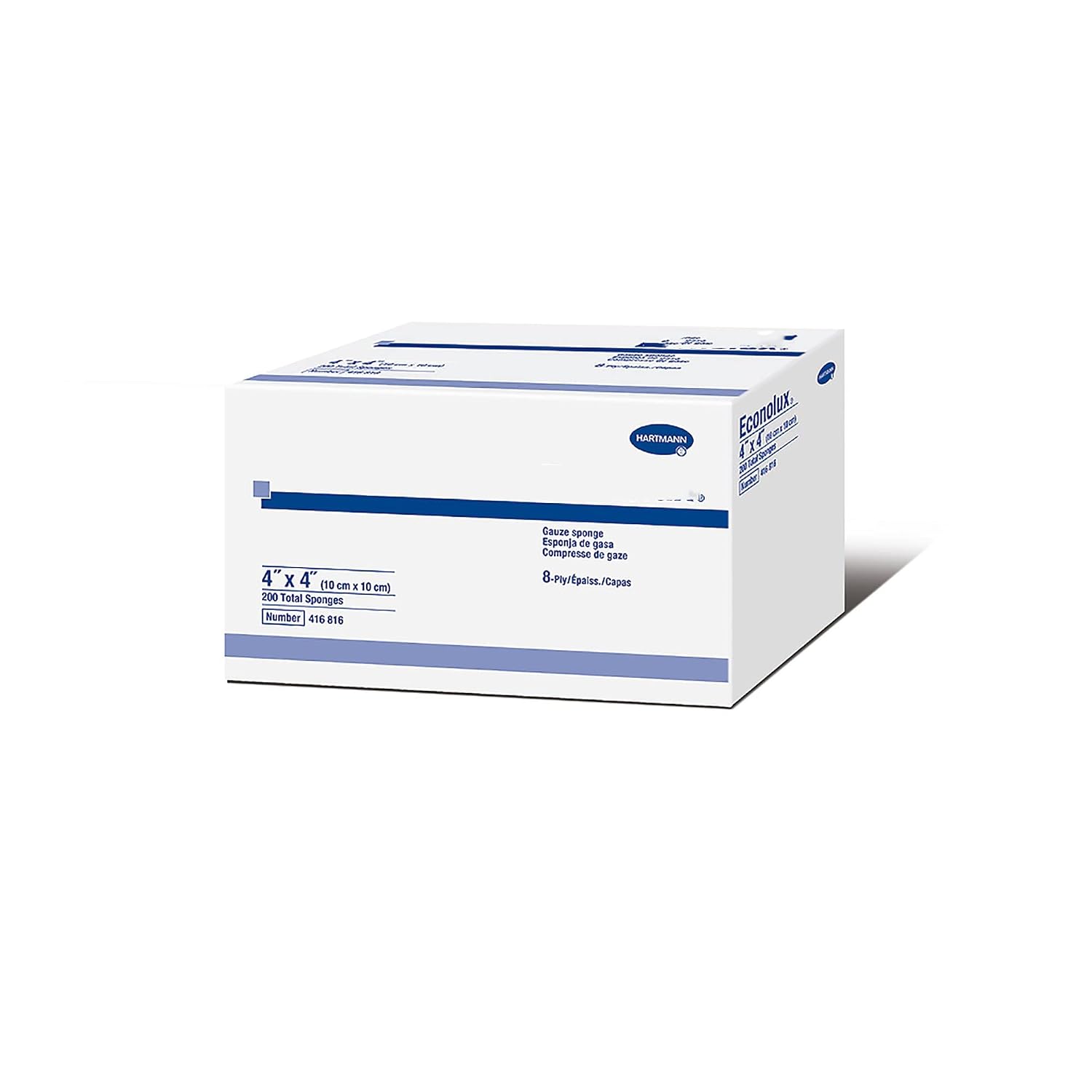 SurgiMac Gauze Sponges, 4x4 inch Square, USP Type VII Cotton, 100% Cotton, Hypoallergenic Split, 8-Ply, Non-Sterile