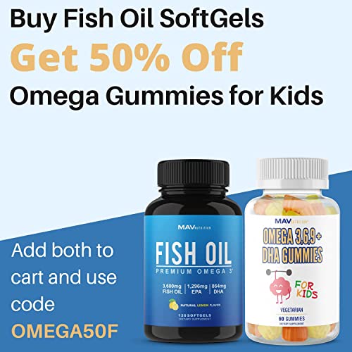 Omega 3 Gummies For Kids | With Omega 3 6 9 + Dha | Supports Healthy Brain Function Vision & Heart Health | With Vitamin C | Lemon & Orange Flavors | Gluten-Free, Vegetarian & Non-Gmo | 60 Gummies #TOP1