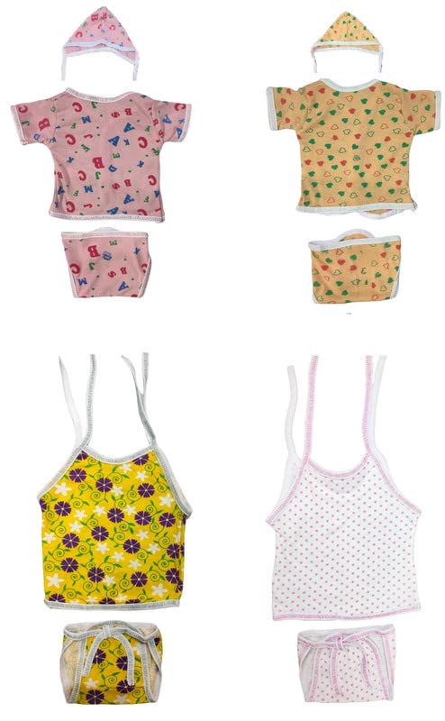 Image of TANGY Hosiery Newborn Baby Boy's and Baby Girls Jhabla Clothing Top Set(Pack of 4)