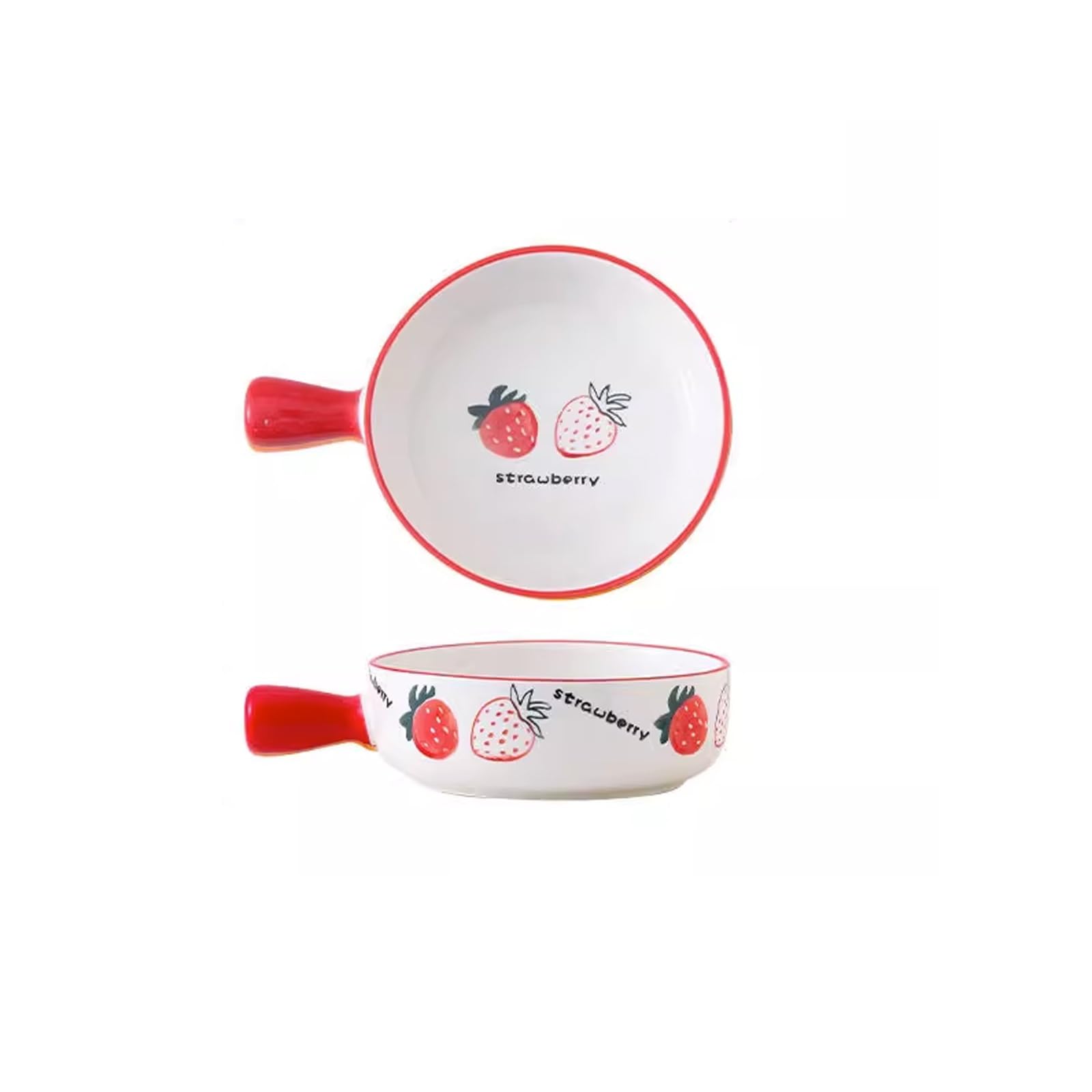 IROEJT Salad Bowls Cute Ceramic Bowl With Handle, Household Personal Tableware, Fruit Salad Bowl, Soup Bowl, Plate, Handle Bowl Kitchen Soup Bowls，1