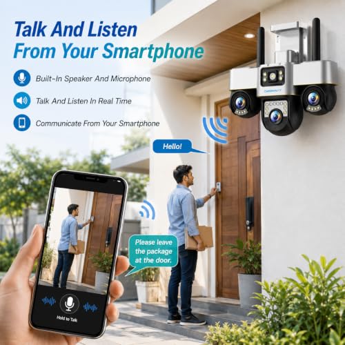 Image of XUGA Cybernautt Z18K WiFi Security Camera, Triple Lens 18MP Total, H.265 AVI, Pan 355 Tilt 90, Human Motion Tracking & Face Detection, Night Vision, 128GB TF Card, Built-in Speaker & Mic 6+6+6MP