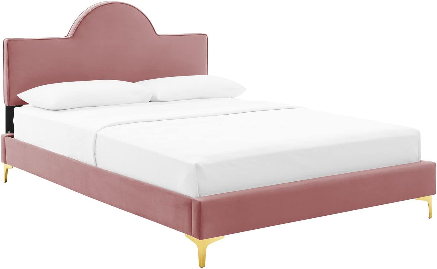 Modway Performance Velvet Twin Bed in Dusty Rose Platform