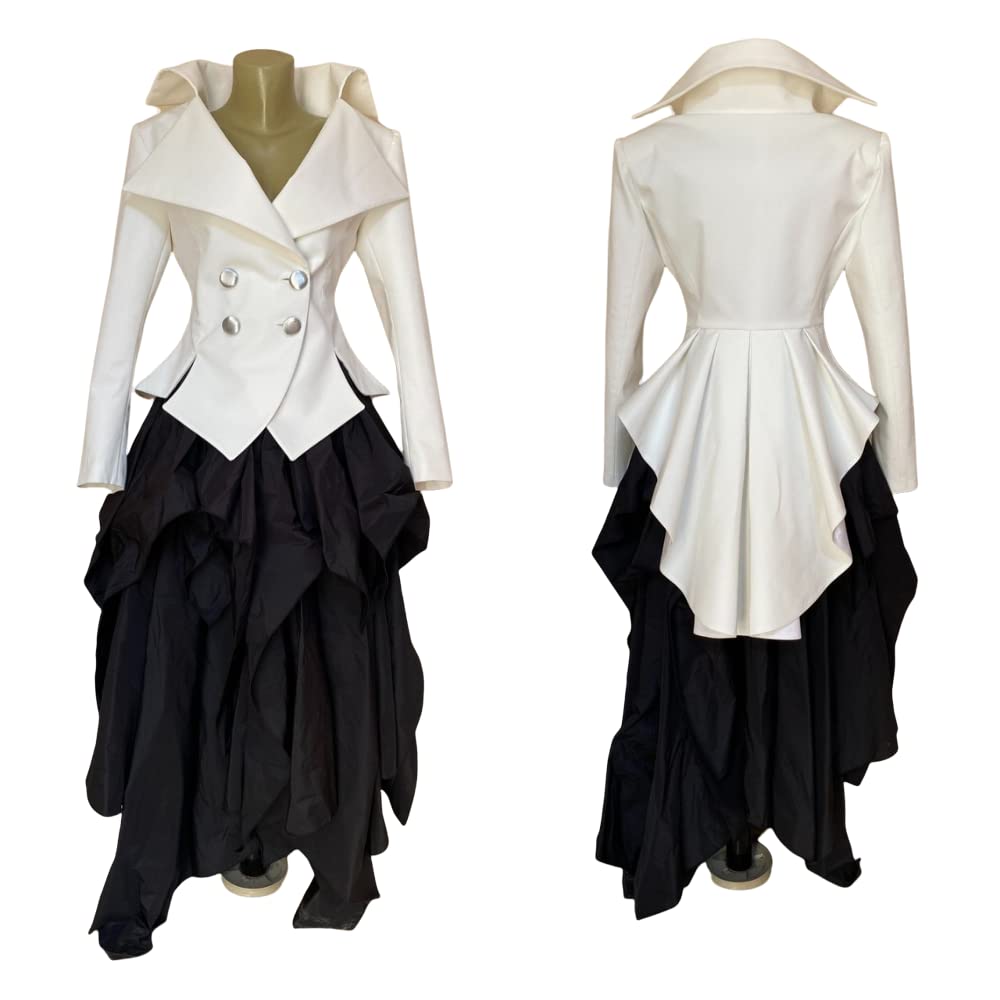 Formal womens White Tailcoat, Tuxedo tails women, Black