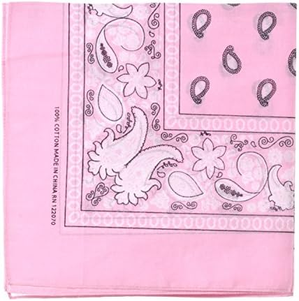 Bandanas By The Dozen 100% Cotton 12-Pack 22" x 22" - Paisley Light Pink image 3