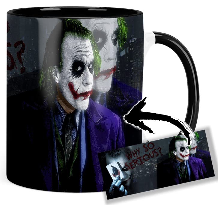 MUGSVILLE Batman Joker Taza Interior y Asa Negro Black Inner and Handle Mug 325ml