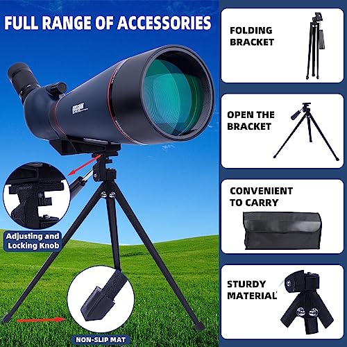 Aktualisiert 25-75x100 mm Spektiv,mit Stativ Telefon Adapter und Tragetasche - BAK4- und FMC -Objektiv HD Zoom Spektiv Smartphone für Zielschießen, Jagd, Vogelbeobachtung, Wildtierlandschaft