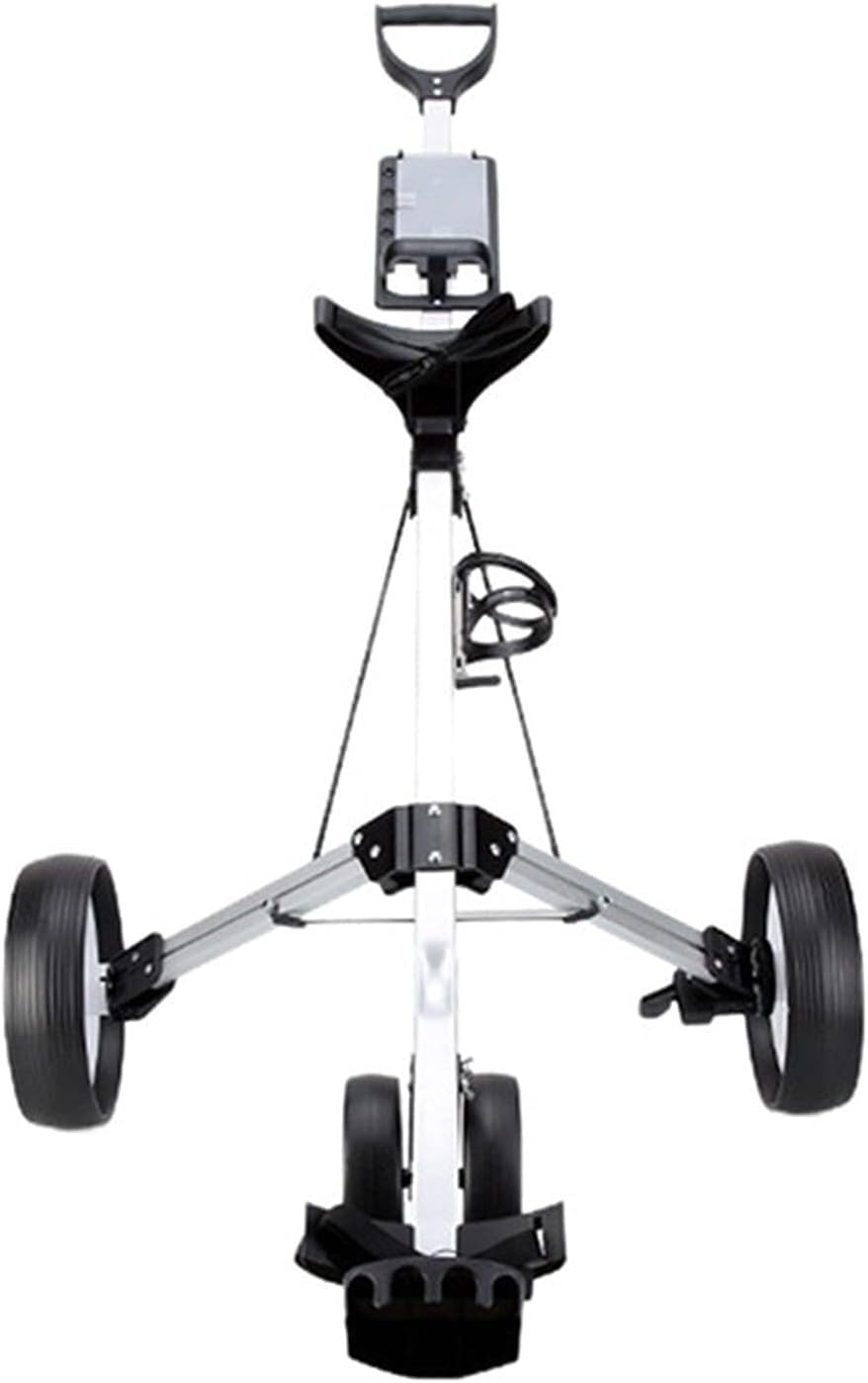 Carrello da golf pieghevole a 4 ruote, carrello da golf a mano, carrello da golf leggero, facile da aprire e chiudere (bianco)