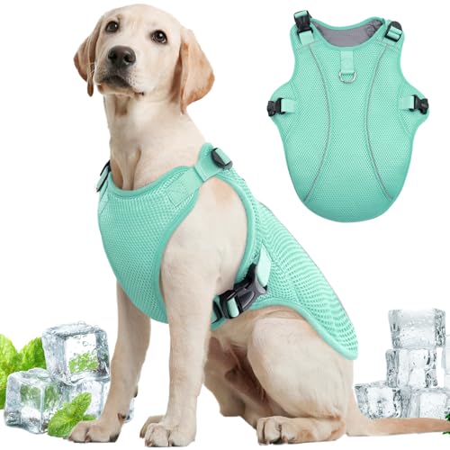 Kuoser Kuoser Dog Cooling Vest for Large Dogs with with Sun Protection Xxl (Chest Girth:31.1'') Mint Green