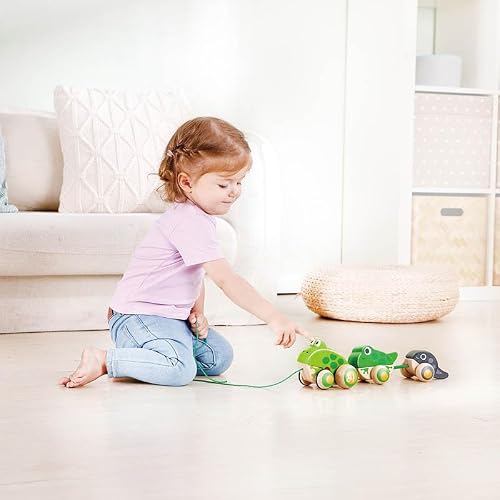 Hape Pull Along Frog Family With Anti-Rollover Wheels, Toddler Push And Pull Toys #TOP3