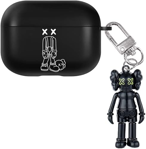 ZONOQX - Funda compatible con AirPod Pro, funda de TPU esmerilada a prueba de golpes con divertido llavero para Airpod Pro, adecuada para hombres y