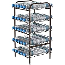 smusei 5 Tier Water Bottle Organizer Vertical Free Standing Storage Shelf Metal Beverage Rack Dispenser Large Capacity Bottled Water Holder Stand for Kitchen Party Pantry, Bronze