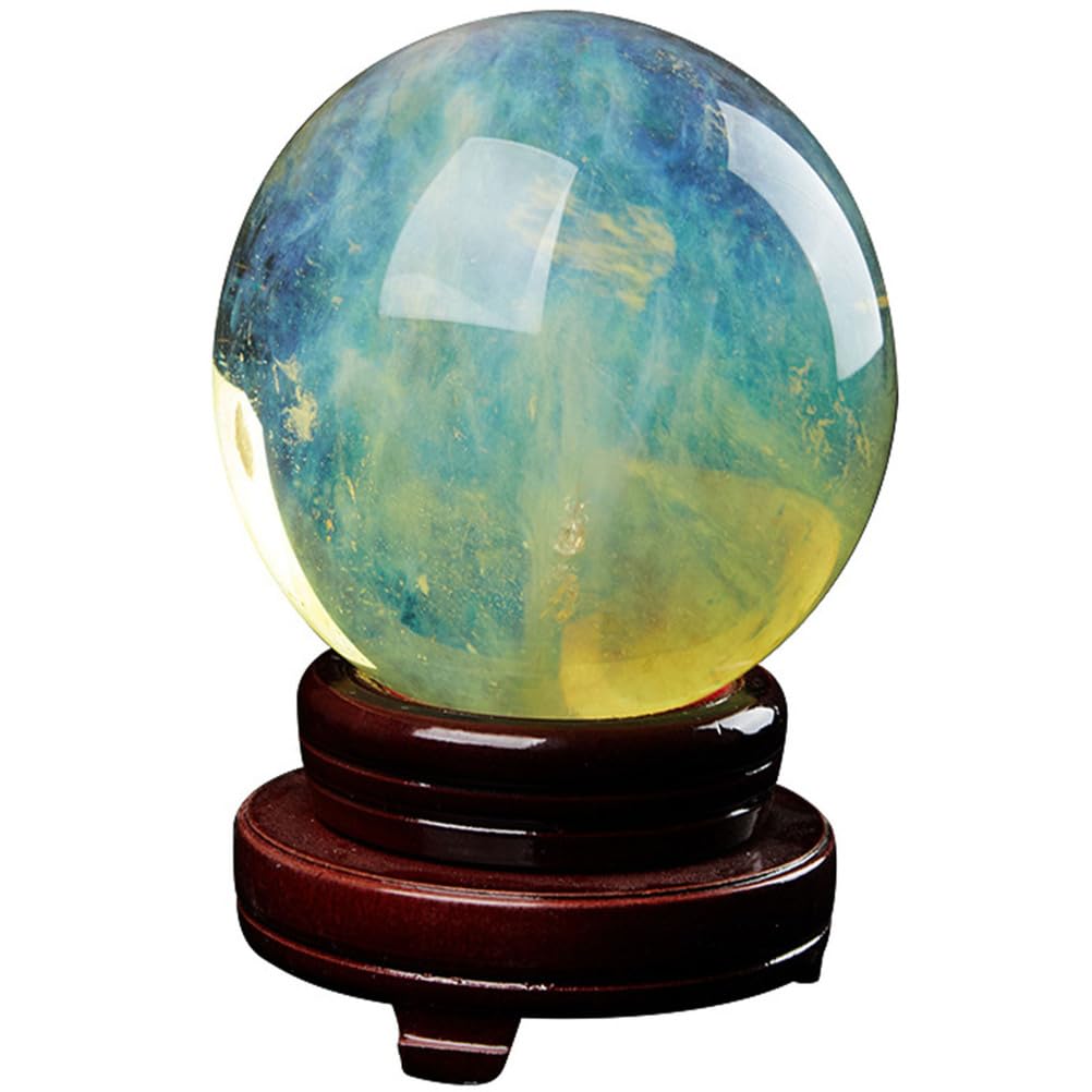 DQFOCPHHAA Ball Crystal Smelting Stone Decoration Quartz Crystals Gemstone Sphere with Stand Crystal Divination Gemstone Sphere Feng Shui Aura Home Desk,150mm