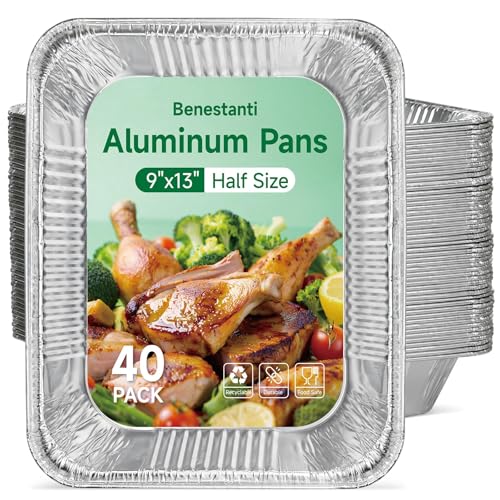 Benestanti 9x13 Inch Aluminum Pans - 40 Pack, Heavy Duty