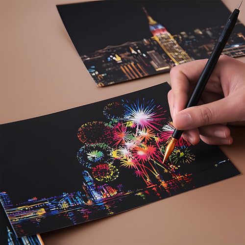 Image of 3 Pcs Scratch Art Tools, Dual Tip Scratch Pens for Rainbow Painting and DIY Crafts, Scratch Art Sticks for Creative Drawing and Art Projects, Scratch Art Painting Paper Tool Kit