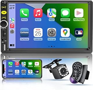 7 Double Din Touch Screen Car Radio with Apple CarPlay,7 Inch Bluetooth Car Stereo with Backup Camera, FM Car Radio,Steering Wheel Controls,Mirror Link Car Navigation,USB/TF/Subwoorf/240 watts
