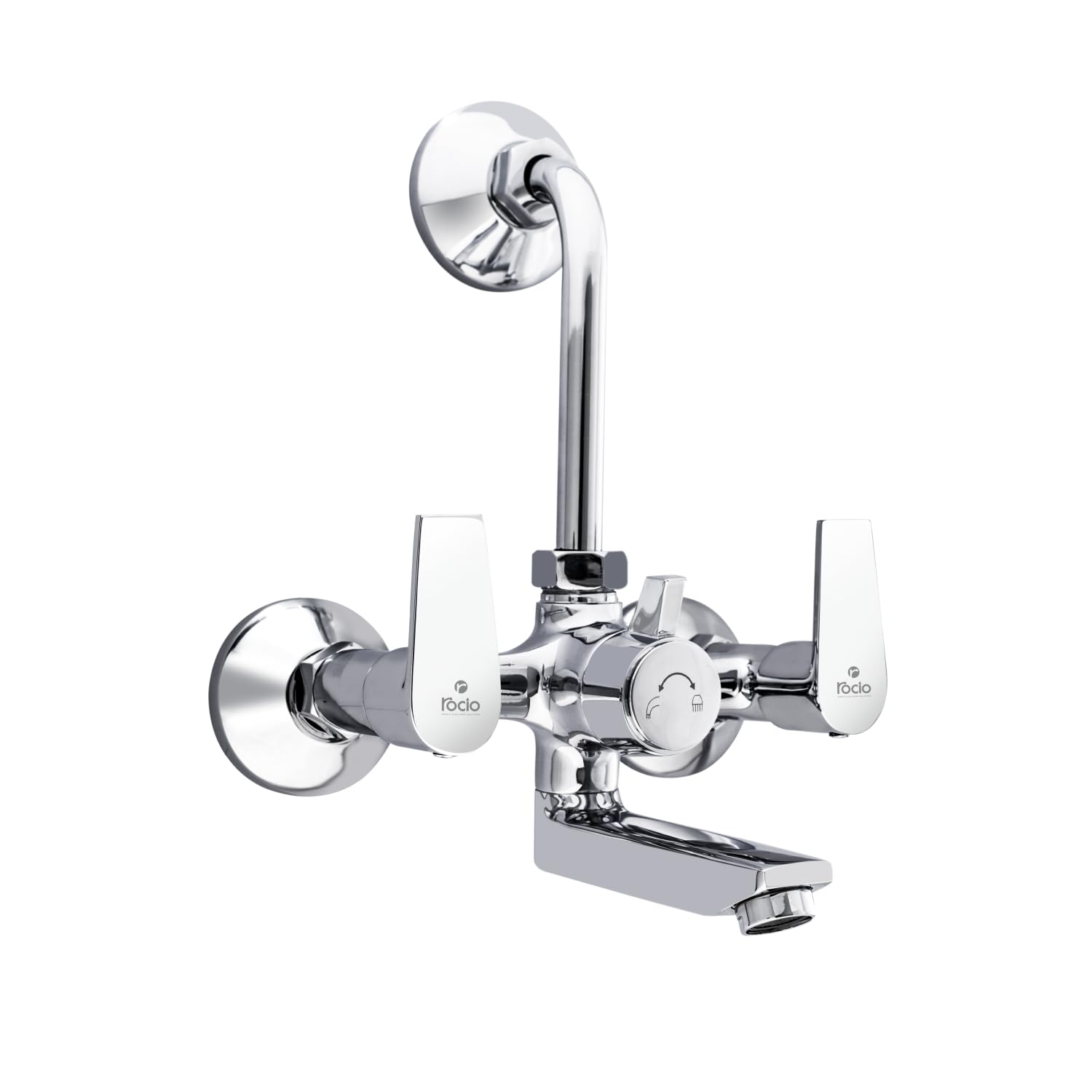 Rocio Brass Wall Mixer for Bathroom 2 in 1 with L Bend Pipe, Wall Mount Hot & Cold Water Mixture Tap for Bathroom with Arrangement of Overhead Shower, Chrome Finish, Neoperl Foam Flow (B0CBFH4QVX) Amazon Price History, Amazon Price Tracker