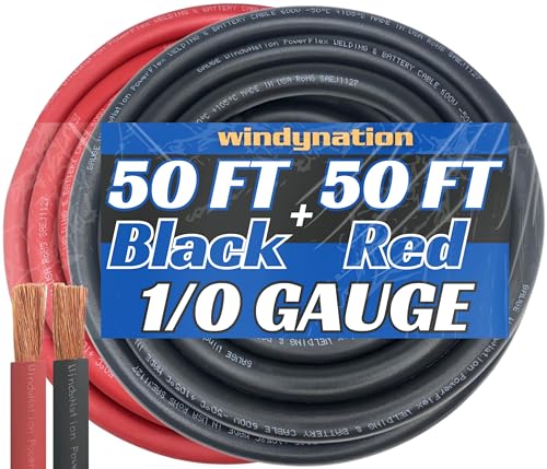 WNI 1/0 AWG Welding Cable, 50ft (Red/Black), USA-Made