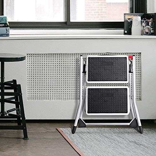HOUSE DAY 2 Step Ladder Small Step Ladder 2 Step Foldable Step Ladder 2 Step Aluminium Small Step Ladder Lightweight Small Step Ladder For Kitchen Fibreglass Step Ladder Heavy Duty Sturdy Step Ladder
