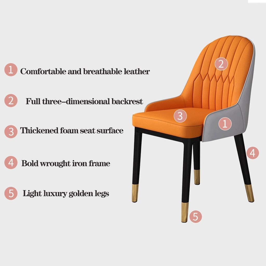 Chaises de salle à manger modernes en daim synthétique mat avec pieds en métal Bleu et orange