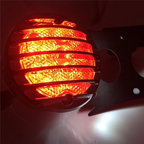 NBX-Black Horizontal Vertical Zigzag Style Side Mount License Plate Bracket 7x4 Chrome Round LED Tail Brake Light Integrated for H-D Touring Bobber Chopper for Kawasaki for Suzuki for Yamaha