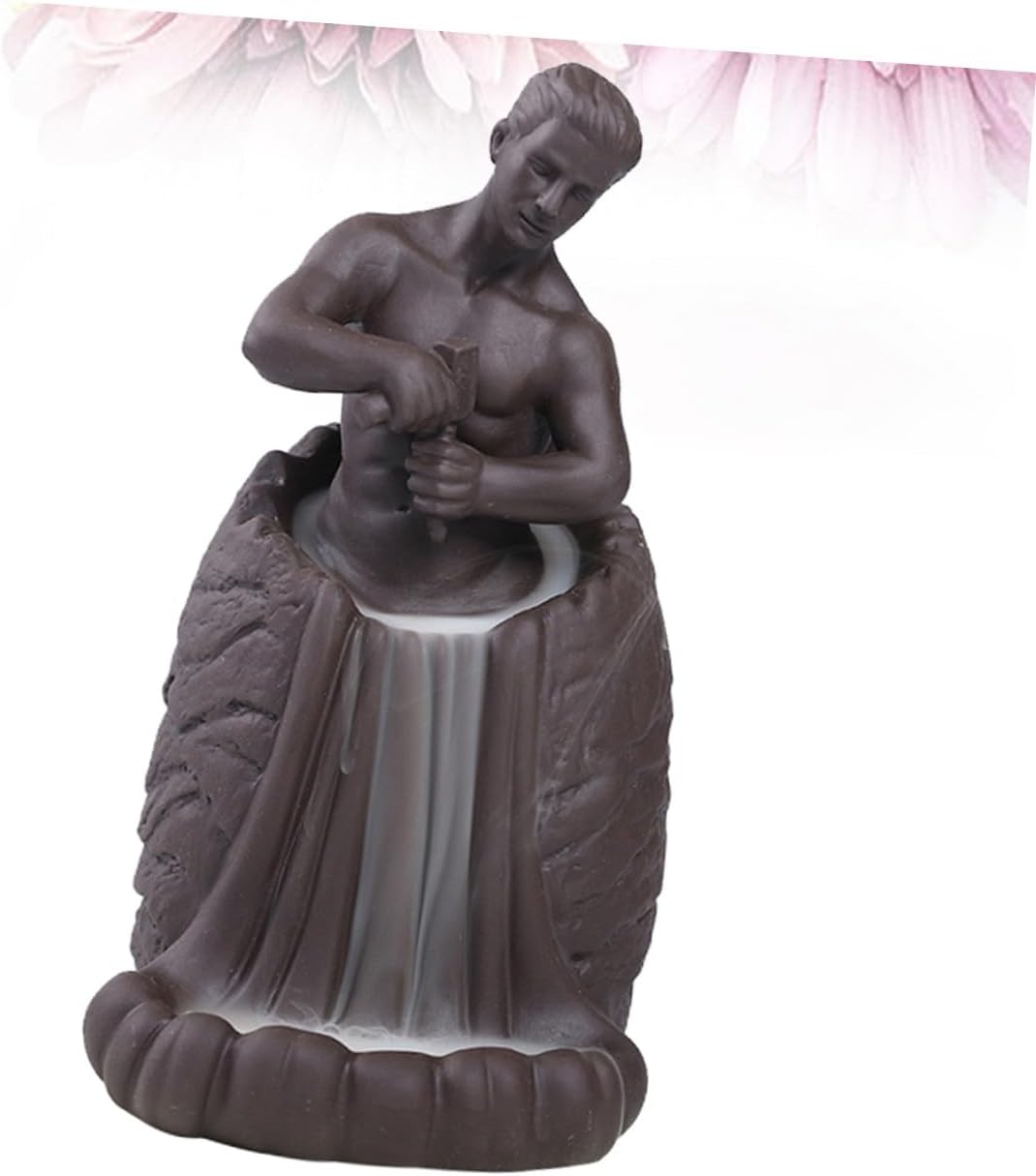 Backflow Incense Holder Ceramic Self Carving Men Aroma Therapy Burner Insert for Home Office Desktop Decoration