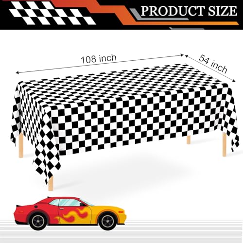Image of 4 Pack Black and White Gingham Tablecloth Rectangular Buffalo Checkered Tablecloths Disposable Plastic Plaid Table Cover for Parties, Outdoor Picnic, Birthday, Wedding, Camping 54 x 108 Inch