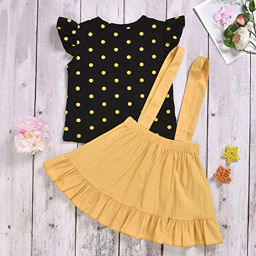 BOBORA Conjunto de roupas de bebê meninas, T-shirt sem mangas com bolinhas e saia por 1-6 anos