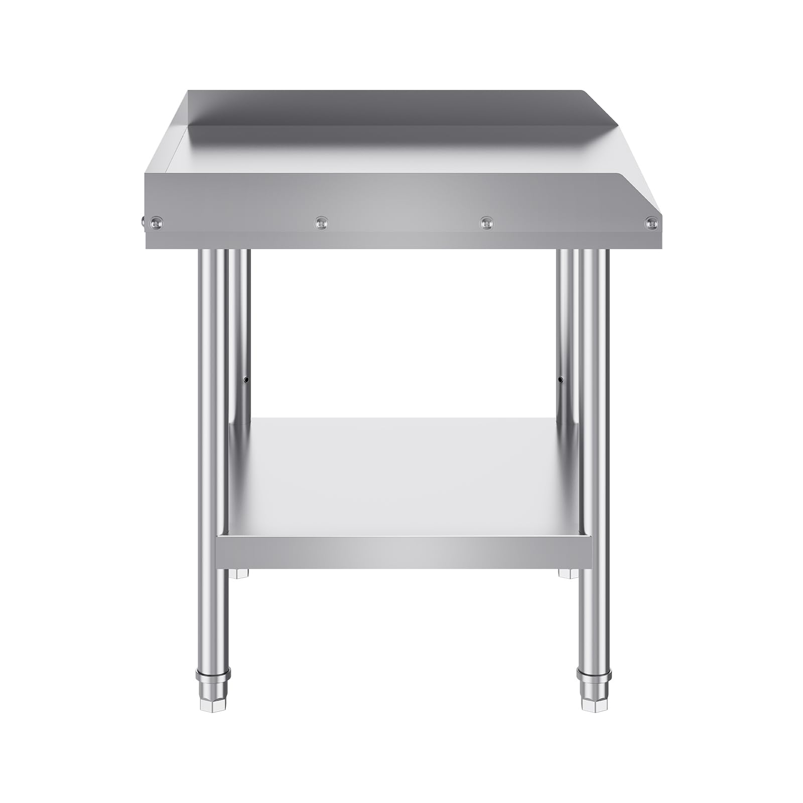 VEVOR Mesa de Trabajo de Acero Inoxidable Mesa de Trabajo Comercial para Preparación de Alimentos Protector contra Salpicaduras de 3 Lados 610 x 610 x 660 mm Altura Ajustable para Restaurantes