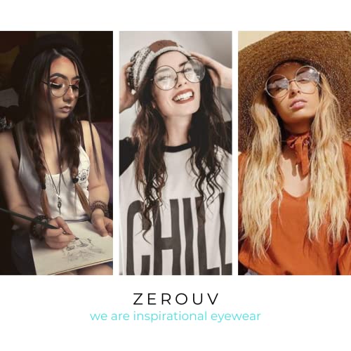 Image of zeroUV Large Oversized Metal Frame Clear Lens Round Circle Eye Glasses