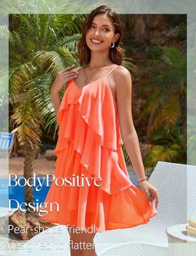 Image of DRESSTELLS Women's Cocktail Ruffle Tiered Dresses, Formal Wedding Guest Graduation Party Mini Dress