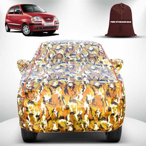 Image of Walser Waterproof Car Cover for Hyundai Santro Xing | All-Weather Full Car Body Protection | with Mirror & Antenna Pocket | Dustproof, Windproof & Anti-Scratch Lining, Camouflage
