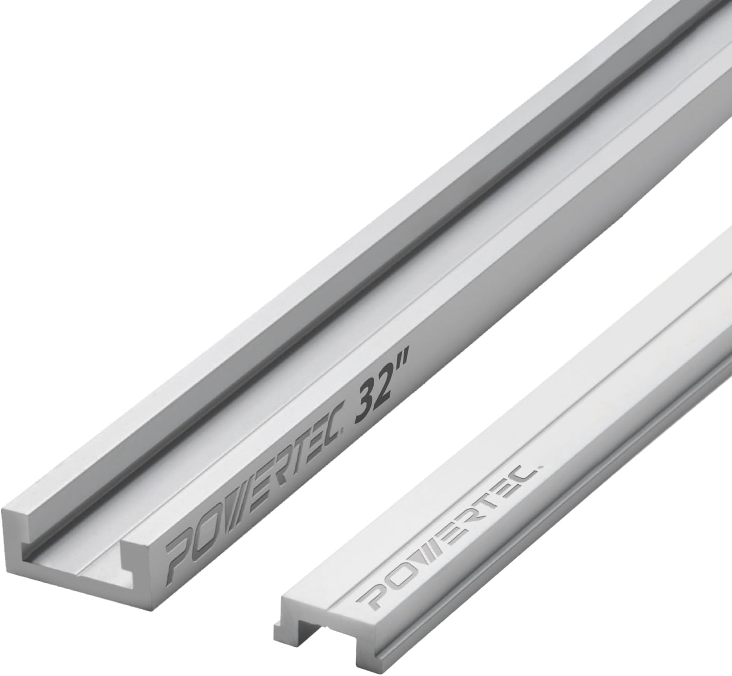 POWERTEC 32" Miter T Track w/T-Bar for Table Saw, Router Table, Band Saw, Works with 3/4” x 3/8” Miter T Slot, Miter Gauge, T Track Accessories for Woodworking and Sliding Jigs, 1 Set (71568)