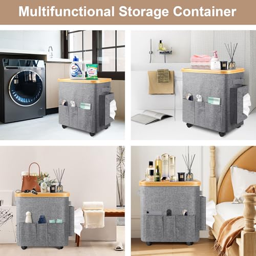 Laundry Basket with Wheels, 52L Laundry Hamper with Lid, Wheeled Laundry Hampers, Rolling Laundry Basket, Clothes Hamper Rolling Hamper Carts — view 6