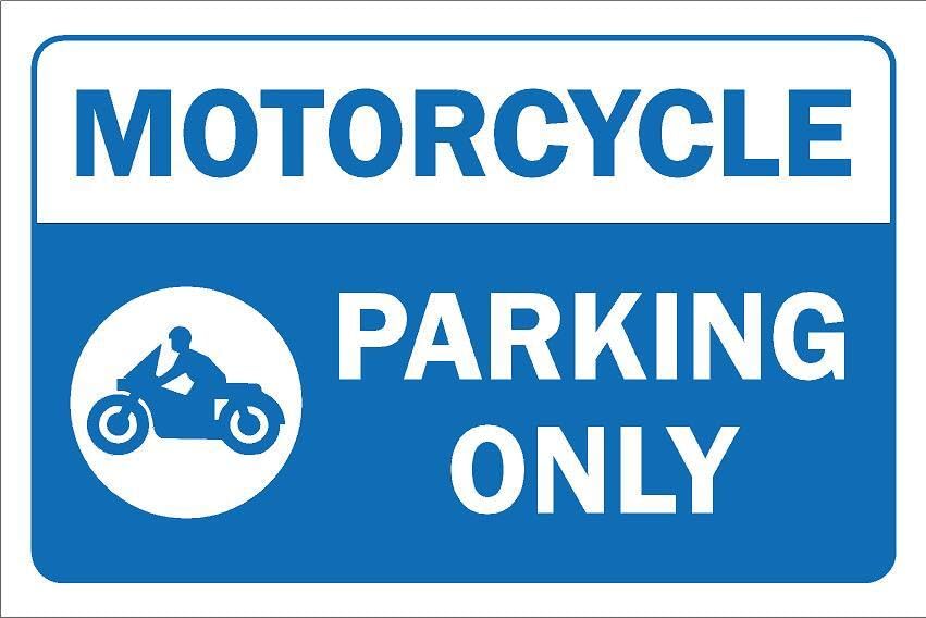 Motorcycle parking only - 1mm flexible Plastic sign (200mm x 150mm)