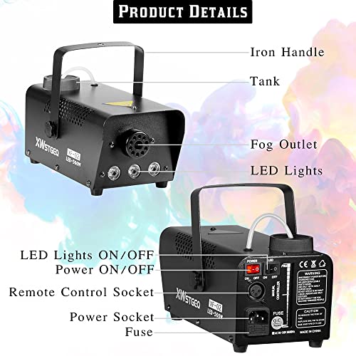 Xwstgeq Fog Machine-500 Watt Portable Smoke Machine With Red, Green, And Blue Led Lights - Ideal For Halloween Parties And Stages #TOP5