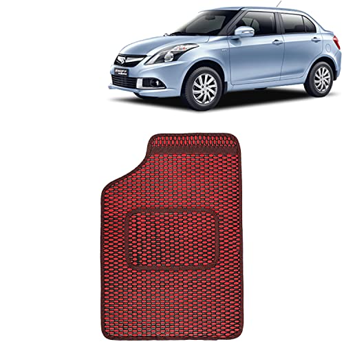 Image of Kingsway Dotted Design Car Floor Foot Mats Universal Fit for Maruti Suzuki Swift Dzire, Model Year : 2012-2017, Water and Dustproof, Color Red, Set of 5 Pieces