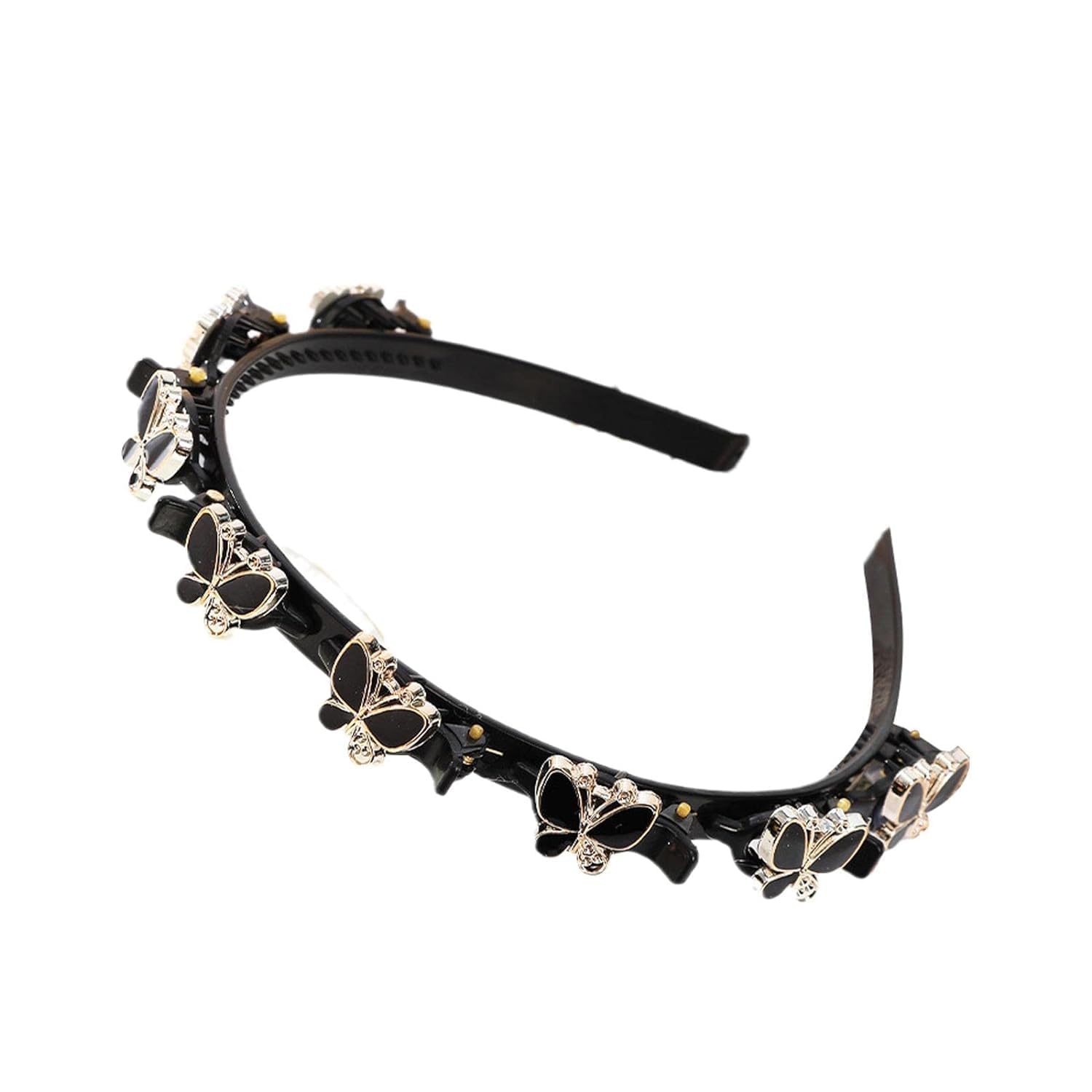 Muiltvoe Black Fashion Butterfly Hairband with Clips Braided Headband Double Bangs Weave Twist Plait Hairstyle Hairpin Hair Accessories for Women Girls Hair Accessories