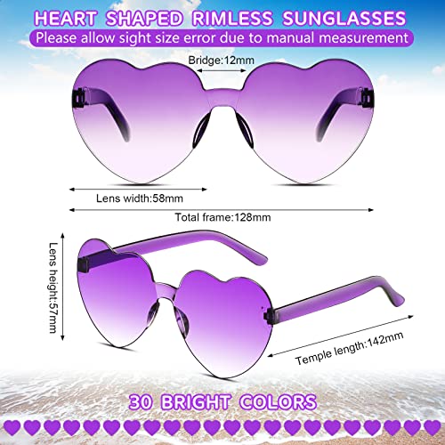 Flutesan 30 Pairs Heart Shaped Sunglasses Bulk Spider Halloween Party Rimless Heart Sunglasses Candy Color for Women Men2