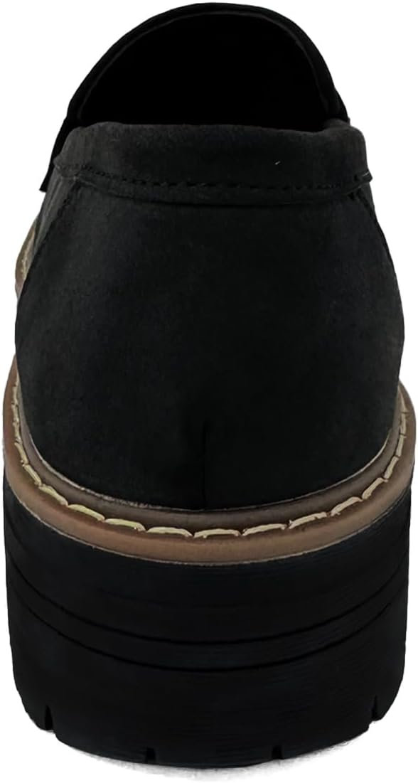 Bandkos Womens Platform Penny Loafer Slip On-Suede Chunky Dress Loafers Casual Business Oxford for Work - Image 5