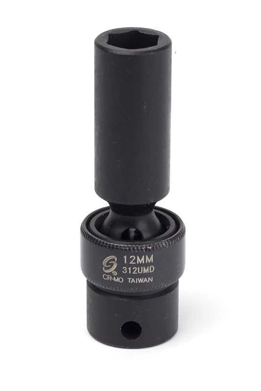 Soquete de Impacto Universal Profundo 12 mm, 6 Pontos, Encaixe de 12,7 mm (3/8 pol.), Sunex Tools 312UMD