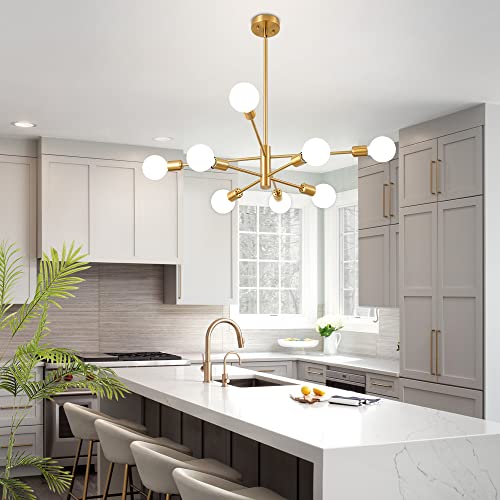 Deyidn Sputnik Chandelier Modern Gold Chandelier Mid Century Ceiling Lighting Fixtures 8 Lights E26 For Living Room, Kitchen Island, Bedroom, Dining Room, And Farmhouse #TOP6