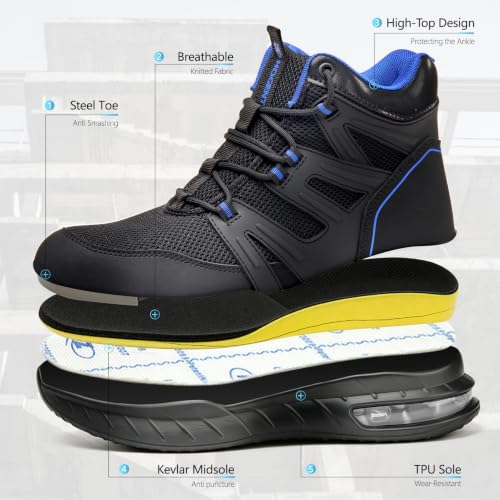 Hogent Steel Toe Boots for Men, Cushioned Safety Work Shoes - image 6