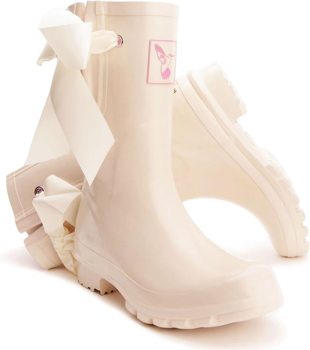 Evercreatures Rubber Rain Boots For Women's Garden Shoes Waterproof Boots Cute Printing Rainbow Mid-Calf Rain Boots UK Brand