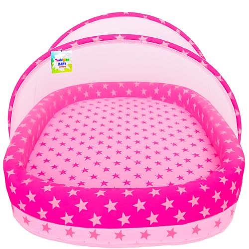 Image of Toddylon Baby Luxury Bedding Set for Newborns | Flat Bed | Mosquito Net | Neck Support | Cotton | Travel Bed | Essentials | Toddlers | Infants | Baby Boy Girl (0-12 Months) Pink