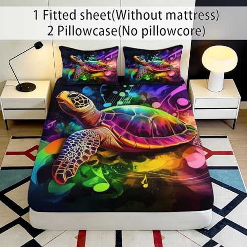 Drap-housse tortue de mer microfibre housse de matelas imprimée 3D - 3