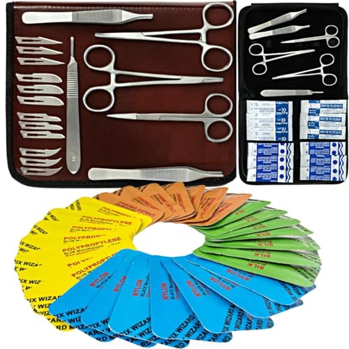 Matrix Wizard Sterile Sutures Thread With Needle Plus Tools: Extra Large Mixed Dissolvable And Non-Dissolvable Suture 47 Unit Set - Emergency Camping Hiking First Aid Demo, Surgical Wound Closure Training thumb #3