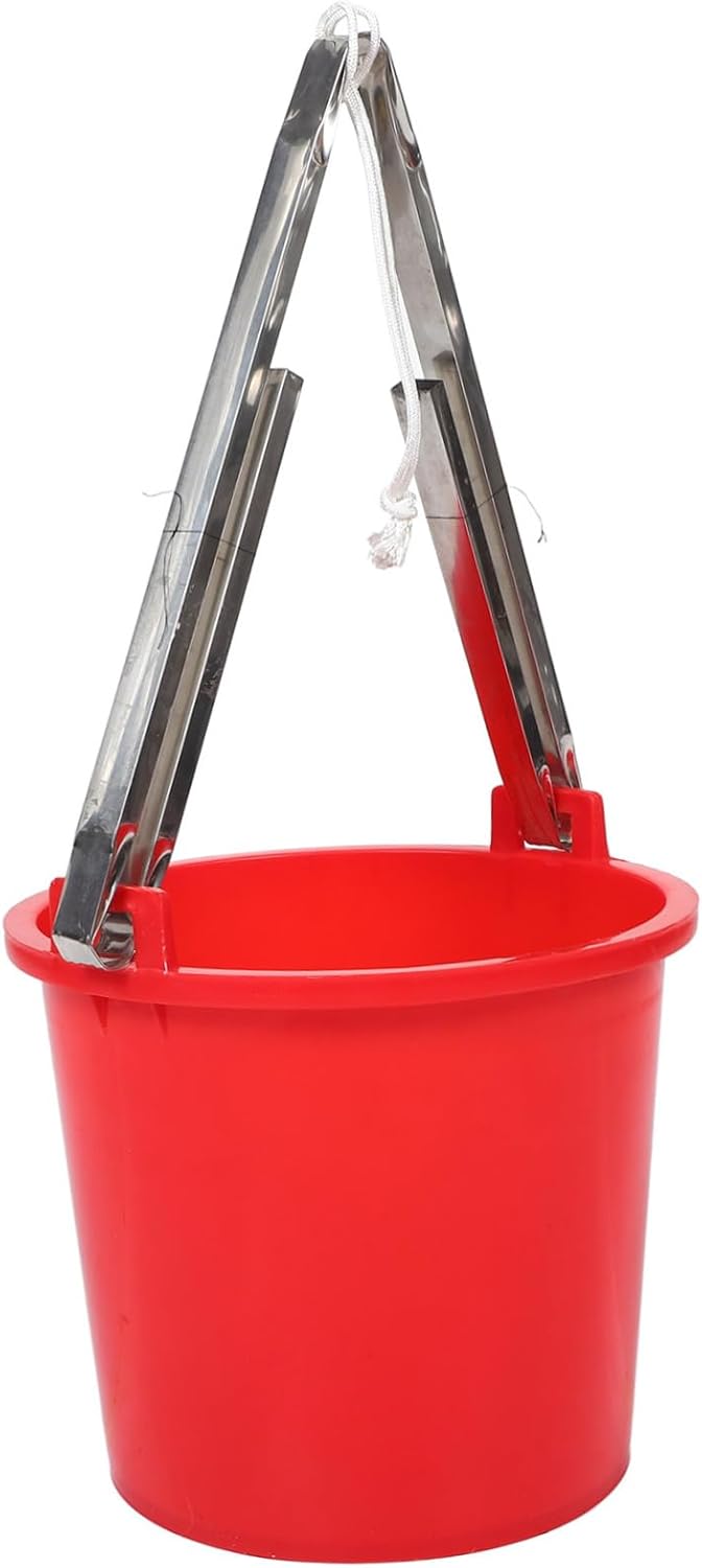 CHILDWEET Small Red Plastic Utility Bucket Stainless Steel Handle for Water Storage Household Cleaning and Gardening Versatile Container for Travel Camping and Picnic